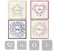 GLOBLELAND Fustelle di Coriandoli Cuori Stelle Fuochi D'Artificio Sfondo Hello Happy Love Smile Blessings per Fai Da Te Scrapbooking Creazione di Biglietti Diario Goffratura Carta Artigianato Decor