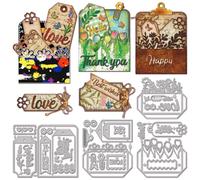 GLOBLELAND Fustelle floreali tascabili per etichette segnalibri, fustelle da taglio per etichette fai da te, scrapbooking, creazione di biglietti, diari, goffratura, decorazioni artigianali di carta