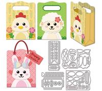 GLOBLELAND Fustelle in metallo per sacchetti regalo con animali pasquali, conigli, polli, pecore, cartoni animati, animali, borse, telaio, goffratura, per scrapbooking, artigianato, biglietti di carta