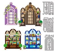 GLOBLELAND Fustelle per Cornici di Finestre di Biblioteche per Fai Da Te Scrapbooking Libri In Metallo Fiori Fustelle di Gatti per La Creazione di Biglietti Goffratura Album Fotografici