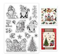 GLOBLELAND Gnomo di Natale Timbri Trasparenti per Fai da Te Scrapbooking Decor Inverno Babbo Natale Fiocchi di Neve Albero di Natale Timbri Trasparenti in Silicone per Carte Decor di Album di Foto