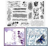 GLOBLELAND Graffiti Sfondo Silicone Timbri Trasparenti Segno di Inchiostro Macchia Sfondo Timbri Trasparenti Modello A Mosaico per Realizzazione di Carte Scrapbooking Album Fotografico Decor