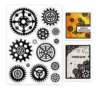 GLOBLELAND Ingranaggi meccanici Timbri trasparenti per il fai da te Scrapbooking Decor Ingranaggi Steampunk Vintage in silicone trasparente Francobolli per fare le carte Album di foto Decorazione