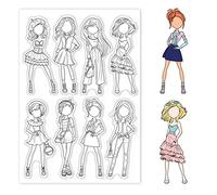 GLOBLELAND Modello di Moda Timbri Trasparenti per Fai da Te Scrapbooking Decor Gonne Amicizia Ragazze Timbri Trasparenti in Silicone per Fare Carte Album di Foto Decorazione