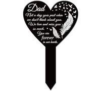 GLOBLELAND Placca commemorativa a Forma di Cuore con Piuma per cimitero, in Acrilico, Impermeabile, per cimitero, Tomba, cimitero, per cimitero