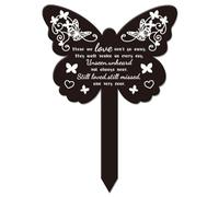 GLOBLELAND Placca commemorativa a forma di farfalla con scritta "Love Won't Go Away", per cimitero, in acrilico, impermeabile, per cimitero, cimitero