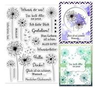 GLOBLELAND Sayings Tedesco e Dente di Leone Timbri Trasparenti per Scrapbooking Fai da Te Parola Emozionale Tedesca Timbro Trasparente in Silicone Timbri Trasparenti Sigilli per Biglietti