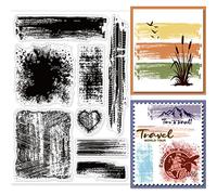 GLOBLELAND Sfondo Macchiato Timbri Trasparenti per Fai da Te Scrapbooking Pennellate Graffiti Splash Sigilli in Silicone Trasparente per Timbri per Cartoline Album Fotografico Diario Decorazioni