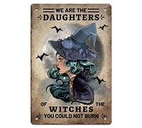 GLOBLELAND Siamo la Figlia delle Streghe Vintage Metal Tin Sign Plaque Poster Retro Halloween Parete Decorativo Targhe in Metallo 12x8 Pollici per la casa Cucina Bar Coffee Shop Club