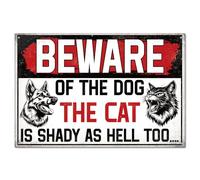 GLOBLELAND Targa in latta con scritta in lingua inglese "Beware of the Dog", in metallo, stile vintage 12x8 Pollici divertente decorazione da parete, per casa, fattoria, bar, caffetteria, club