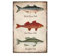 GLOBLELAND Targa in Metallo Vintage con Pesce d'Acqua Dolce e Testo per Garage Man Personalizzata retrò Targa per Grotta da Giardino Artistica Poster Decorazione da Parete 12x8 Pollici