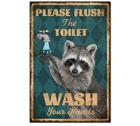 GLOBLELAND Targa In Metallo Vintage In Metallo Divertente Retro "Si Prega di Tirare Lo Sciacquone" Decorazione Da Parete In Ferro Decorativa Targa Artistica Poster