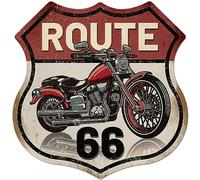 GLOBLELAND Targa In Metallo Vintage Retro "Route 66" Scudo Decorazione Da Parete In Metallo Divertente Targa Decorativa In Ferro Artistica Poster 12x12 Pollici/30x30 cm per La Decorazione