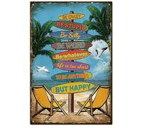 GLOBLELAND Targa in Metallo Vintage Retro Spiaggia Decorazione da Parete in Metallo Targa in Ferro Decorativa Artistica Divertente Poster 12x8 Pollici per La Decorazione