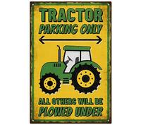 GLOBLELAND Targa Vintage in Metallo 'Parcheggio Del Trattore' - Decorazione Da Parete Retrò Divertente - Poster Artistico 12x8 Pollici