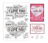 GLOBLELAND "Ti Amo" Testo Amore Timbri Trasparenti per Cartoline Creazione di Parole di Valentine's Day Sigilli per Timbri Trasparenti In Silicone Timbri Trasparenti per Scrapbooking Fai Da Te Album