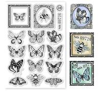 GLOBLELAND Timbri Trasparenti A Farfalla Vintage Timbri Trasparenti Decorativi A Farfalla Retrò Timbri In Silicone per La Creazione di Carte e Decorazioni per Album di Foto e Scrapbooking Fai-Da-Te