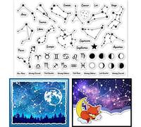 GLOBLELAND Timbri Trasparenti con Fasi Lunari per Decorazioni Fai Da Te per Scrapbooking Costellazioni Mappa Planetaria Timbri In Silicone Trasparente per Realizzare Biglietti Decorazioni