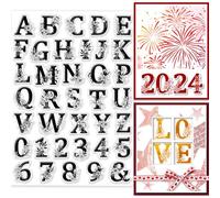 GLOBLELAND Timbri Trasparenti con Lettere e Numeri 5.8x8.3 pollici A Forma di Fiore In Silicone Trasparenti per Scrapbooking Fai Da Te Creazione di Album Fotografici Diari Decorazioni per La Casa