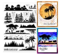 GLOBLELAND Timbri Trasparenti con Silhouette di Paesaggio per Realizzare Biglietti Timbro con Paesaggi e Animali Timbri Trasparenti per Fai Da Te Scrapbooking Album Fotografici Diario Decorazioni