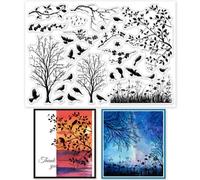 GLOBLELAND Timbri Trasparenti con Silhouette di Rami di Uccelli Uccelli Alberi Timbri In Gomma Trasparente Timbri In Silicone per Scrapbooking Fai Da Te Album Fotografico Biglietti Da 6.3x4.33 Pollice
