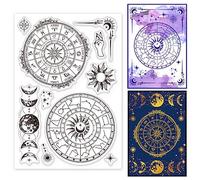 GLOBLELAND Timbri Trasparenti Divinazione Magica per Scrapbooking DIY Astrolabio Fasi Lunari Sigilli Timbri Trasparenti In Silicone Timbri Trasparenti per Realizzazione di Carte Album