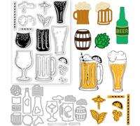 GLOBLELAND Timbri Trasparenti e Fustelle per Birra Timbri per Birra e Fustelle per Goffratura Timbri In Silicone e Fustelle In Metallo per La Creazione di Biglietti Fai Da Te Goffratura Scrapbooking