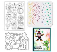 GLOBLELAND Timbri trasparenti in metallo con animali da circo, per compleanno, per realizzare biglietti di auguri, fai da te, goffratura fai da te