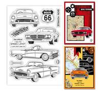 GLOBLELAND Timbri trasparenti per auto con segno stradale in silicone trasparente sigilli percorso 66 francobolli trasparenti per fai da te scrapbooking biglietti per album fotografico diario