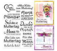 GLOBLELAND Timbri Trasparenti per La Festa Della Mamma Tedesca per Biglietti con Proverbi Sigilli Trasparenti Tedeschi Timbri Trasparenti per Scrapbooking Fai Da Te Album Fotografico Diario Decorazio
