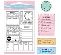 GLOBLELAND Timbro Trasparente con Icone Del Diario per Scrapbooking Note Adesive Timbri In Silicone Lista Delle Cose Da Fare Timbro Trasparente per La Creazione di Biglietti Goffratura Journaling