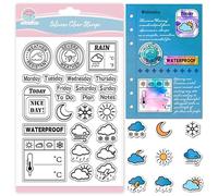 GLOBLELAND Timbro Trasparente per Diario Meteorologico per Scrapbooking Data Temperatura Timbro In Silicone Registrazione Delle Settimane Timbro Trasparente per Creazione di Biglietti Journaling