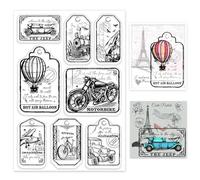 GLOBLELAND Trasporto etichette Timbri trasparenti per il fai da te Scrapbooking Decor Auto Aereo Bicicletta Vintage Traffico etichette Moto in silicone trasparente Francobolli per fare le carte