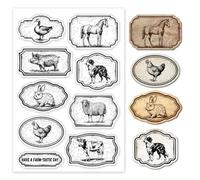 GLOBLELAND Vintage Fattoria Animali Tag Timbri Trasparenti per Carte Fare Retro Etichetta Animale Trasparente Timbro Sigilli Timbri Trasparenti per DIY Scrapbooking Album Fotografico Diario