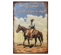 GLOBLELAND West Cowboy Targa In Metallo Vintage Artistica Poster Decorazione Murale Retrò Targhe In Metallo con Pittura In Ferro 12x8 Pollici per La Casa Bar Caffetteria