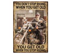 GLOBLELAND "You Don'T Stop Riding When You Get Old" Targa In Metallo Vintage per Motocicletta Pittura Poster Targa Decorativa Da Parete In Ferro Retrò 12x8 Pollici per La Decorazione