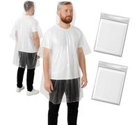 Globly Poncho Impermeabile 2 Pezzi Usa e Getta Universale Uomo e Donna | Mantella con Cappuccio Antipioggia Trasparente per Campeggio, Trekking, Escursioni
