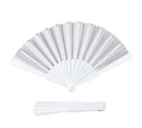 Globly Set 120 Ventagli Bianchi per Matrimonio Pieghevoli in Plastica e Stoffa Personalizzabili