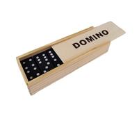 Globly Set Domino Classico in Scatola di Legno con 28 Tessere in Plastica Nera con Punti Bianchi | Gioco da Tavolo per Bambini e Adulti, Famiglie e Amici