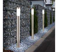 Globo 3x Lampada Da Terra LED Esterna In Acciaio IP44 E27 110 Cm Argento