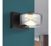 Globo Applique a LED Belinda, grigio fumo, larghezza 15 cm, vetro Globo