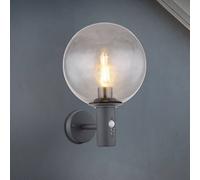 Globo Applique da esterno Hedwig, antracite/fumo, sensore, IP44, E27 Globo