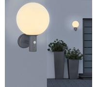 Globo Applique da esterno Ossy, antracite/bianco, con sensore, IP44, E27 Globo