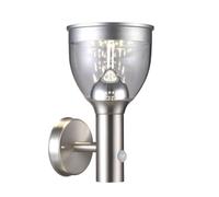 GLOBO- APPLIQUE LED SOLARE SENSORE INOX-IP44- 3000K