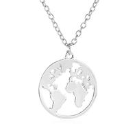 Globo Collana per Donna in Argento o Oro, Ciondolo Mondo, Lunghezza Catena 20,86 Pollici (53 cm) Clever Design
