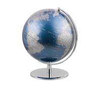 Globo con diametro di 25 cm - Planet - base in metallo cromato - asse mobile - blu metallizzato, argento - TROIKA originale