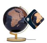 Globo con diametro di 25 cm - TERRA LIGHT - Illuminazione integrata - Base in metallo cromato - Asse mobile - blu scuro, oro - TROIKA originale
