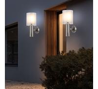 Globo Coppia Lampada Parete Esterna LED Opale In Acciaio, IP44 230V 11W