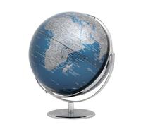 Globo da 30 cm di diametro - JURI - base in metallo cromato - due assi mobili - blu metallico, argento - TROIKA originale