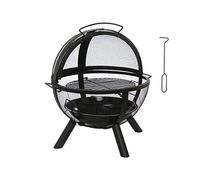 Globo da 35 pollici con griglia per barbecue, braciere a legna da esterno in acciaio resistente con parascintille in rete e vaschetta per la cenere